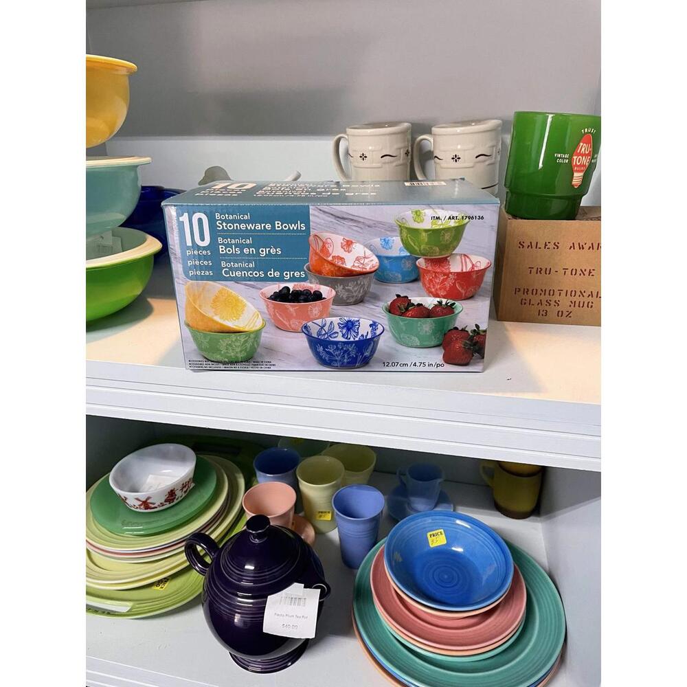 Botanical Stoneware Bowls 10 piece set